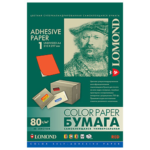 2110005 Lomond наклейка фА4 неделённая, Красная, 80 г/м2. (27)