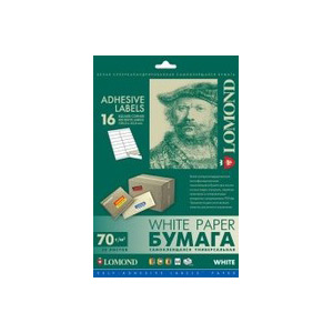 2100125 Lomond наклейка фА4 16-дел.(105,0мм х 37,0мм), 70 г/м2 (50) (27)