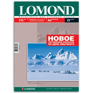 0102080 Lomond Бумага IJ А4 (глянц) 215г/м2 (25л) (30)