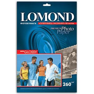 1103101 Lomond Бумага Premium А4 (суперглянц) 260г/м2 (20л) (32/1760)