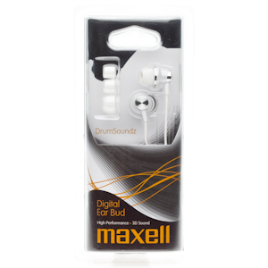 303433 Maxell Drumsoundz White (1/10/40),вкладыши канальные,3D звучание (10/40/1000)