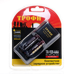 Трофи TR-920 AAA компактное + 2 HR03 800mAh (6/24/768)